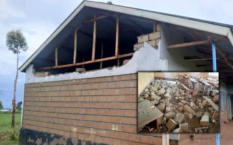 Mt Elgon parents alarmed after new classroom collapses in heavy rains