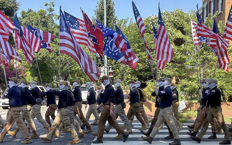 'Reclaim America': Masked white nationalists stage controversial Washington march