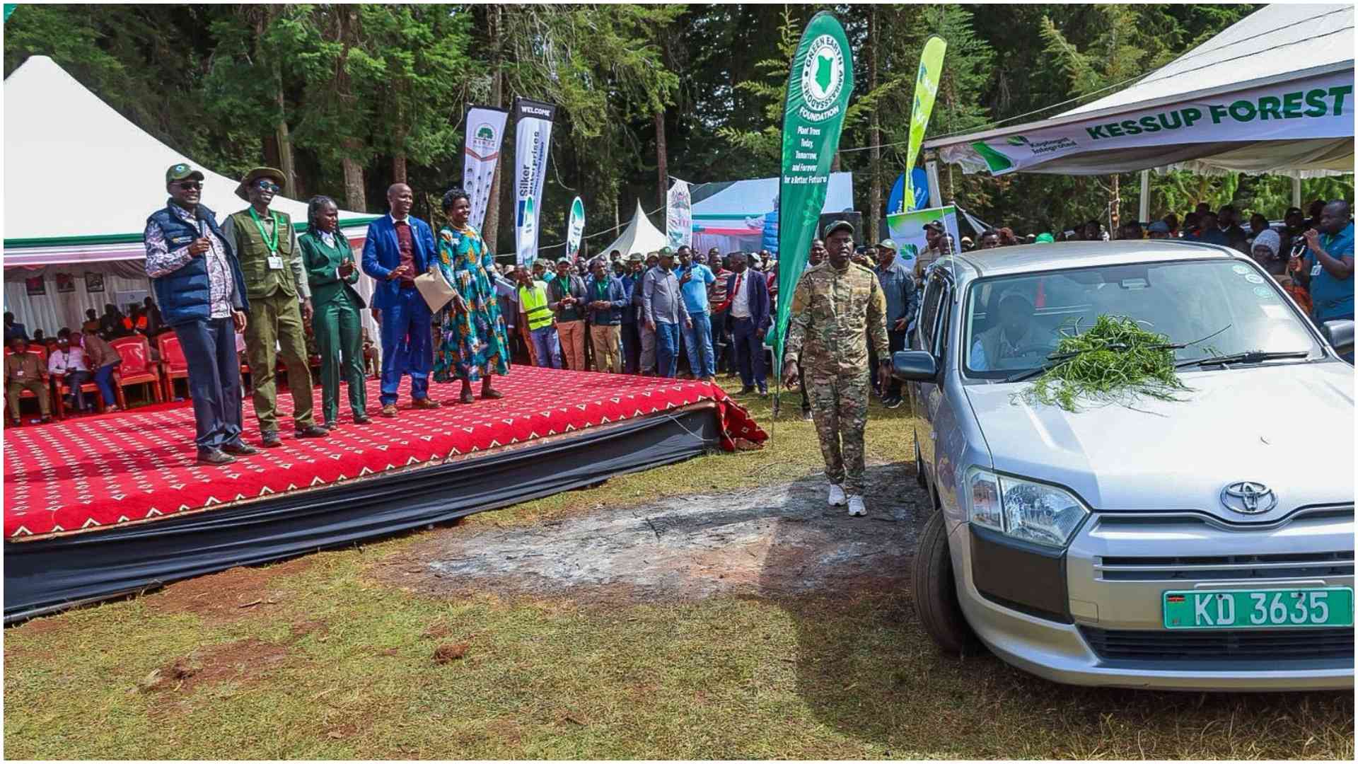 Treasury PS Chris Kiptoo rewards tree-planting champion Hillary Kibiwott with new car