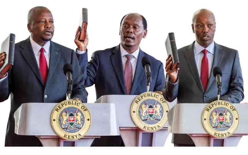 New CSs Mutahi Kagwe, William Kabogo and Lee Kinyanjui sworn in