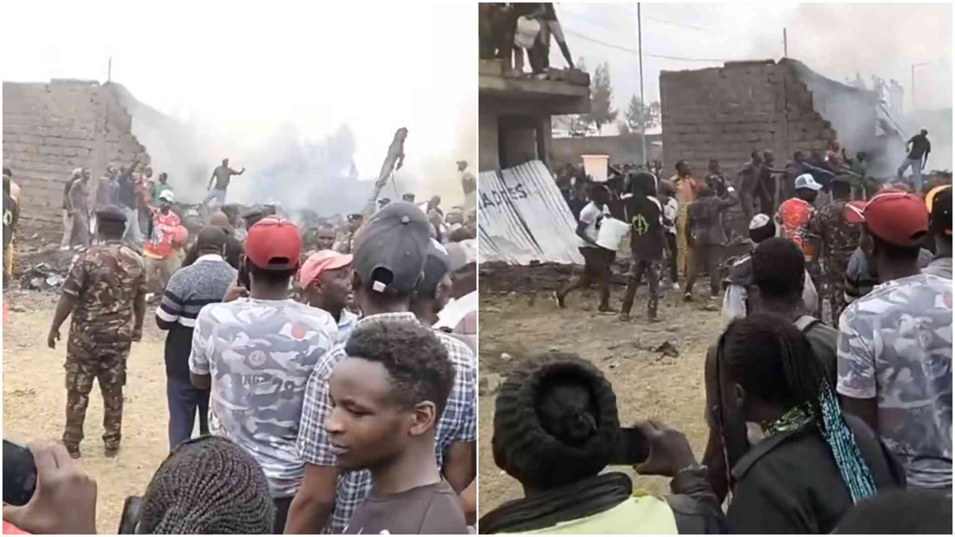 VIDEO: KDF, police secure scene after aircraft carrying 4 passengers crashes in Mwihoko