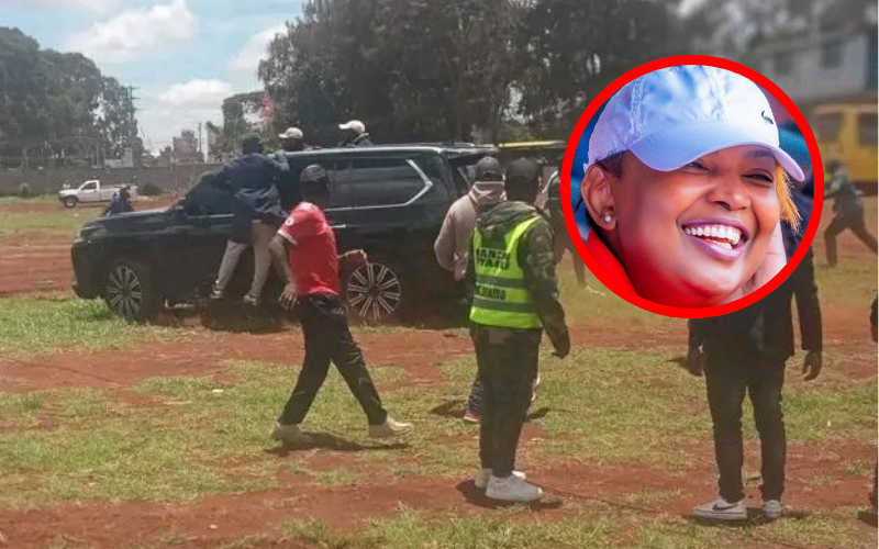 VIDEO: Senator Karen Nyamu whisked away after chaotic Kabete rally