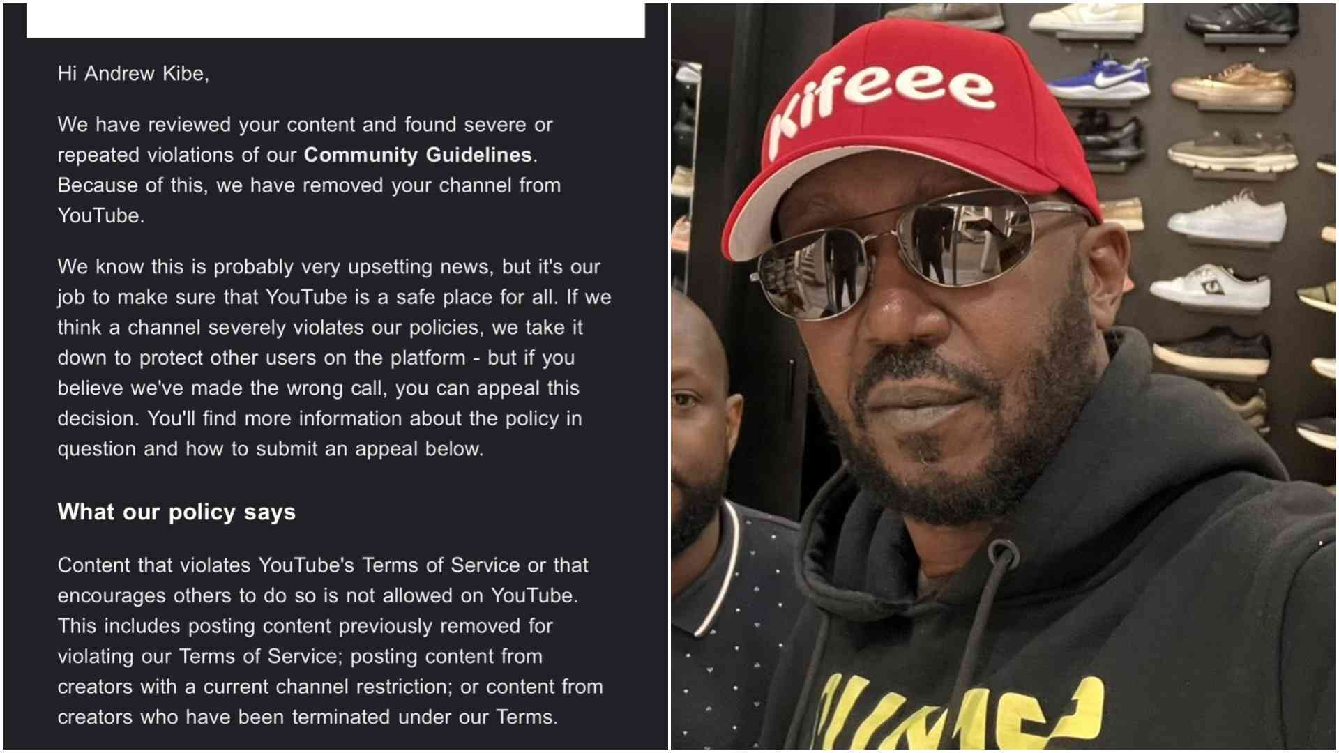 YouTube terminates Andrew Kibe's channel days after hosting Khalif Kairo, Morara Kebaso