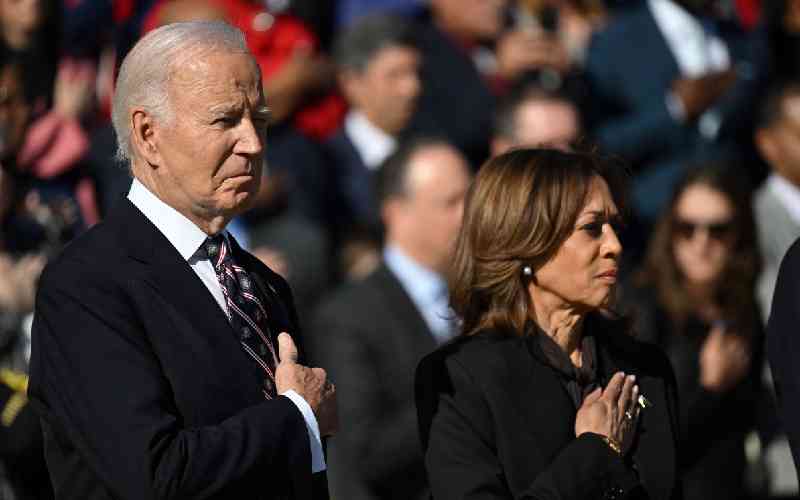 Harris appears with Biden for first time since election loss