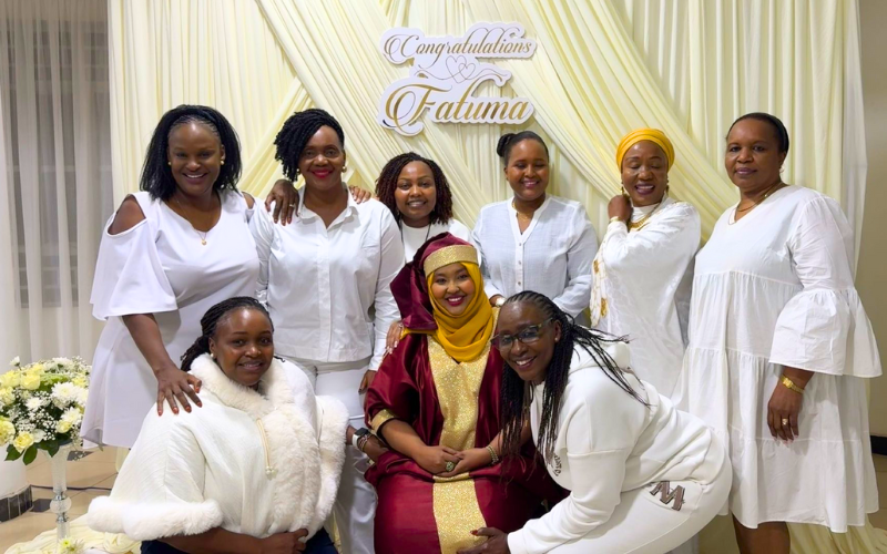 Omanga, Lesuuda, Buyu celebrate Fatuma Gedi with glamorous all-white baby shower