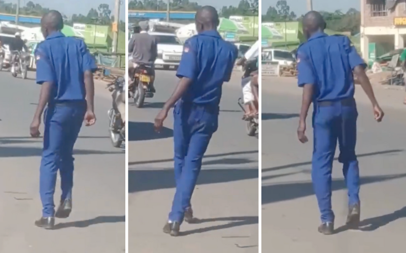 VIDEO: Drunk police officer captured staggering in broad daylight in Kendu Bay