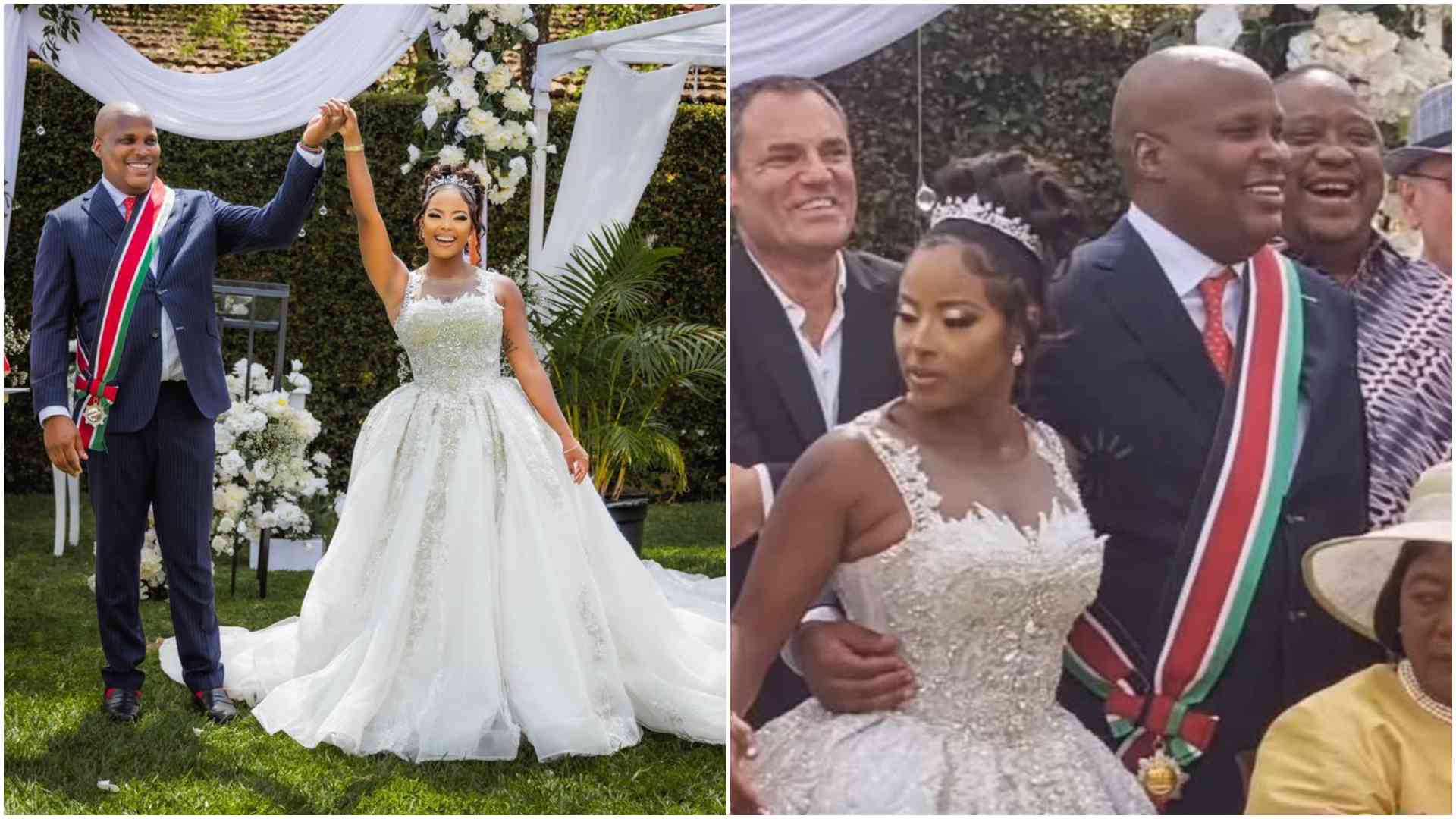 President Ruto congratulates Jomo Gecaga and Lola Hannigan as they tie the knot in private ceremony