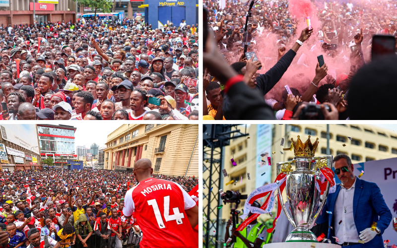 PHOTOS: Arsenal fans flood Nairobi CBD in title celebration amid replica trophy debate
