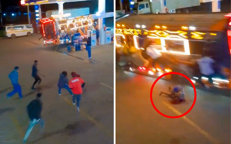 VIDEO: Woman nearly run over by 'nganya' after falling off mid-stunt