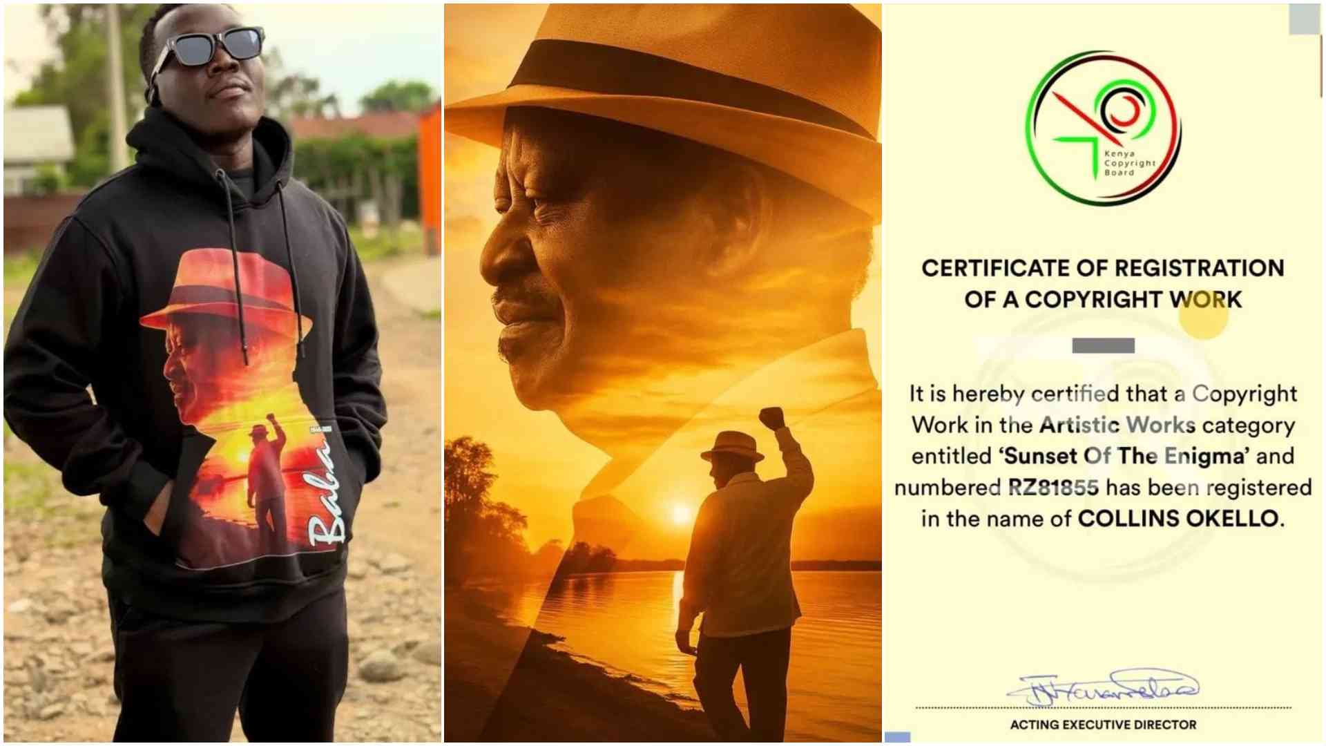 Collins Omondi: Artist behind viral Raila Odinga tribute photo copyrights piece