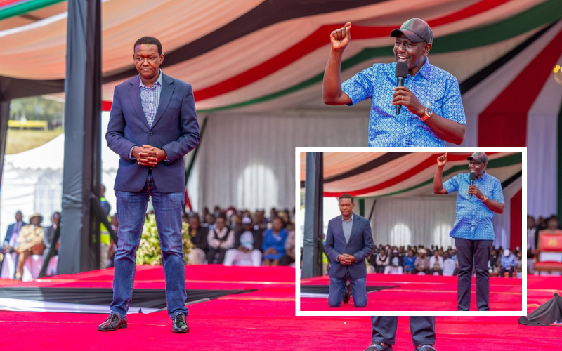 CS Alfred Mutua cautions public after viral image of him 'kneeling' next to President Ruto