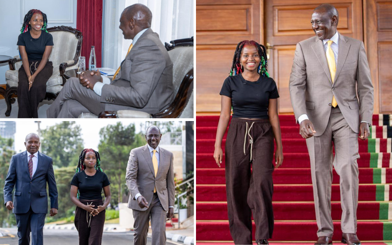 PHOTOS: President Ruto awards Truphena Muthoni with HSC, fully paid trips after Statehouse meeting