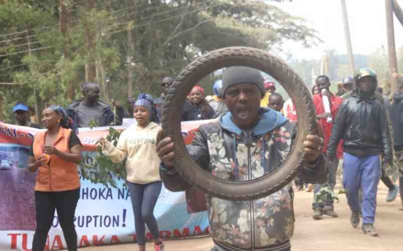 Ngong residents stage protests over poor road