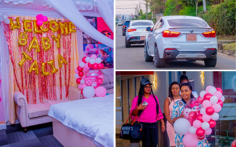 PHOTOS: Dama Wa Spares welcomes newborn baby with luxury convoy, lavish homecoming