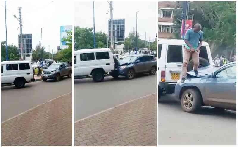 Kisumu motorist reverses on roundabout, rams police car repeatedly when confronted