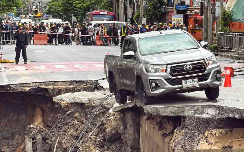 Massive sinkhole in Bangkok street forces evacuations