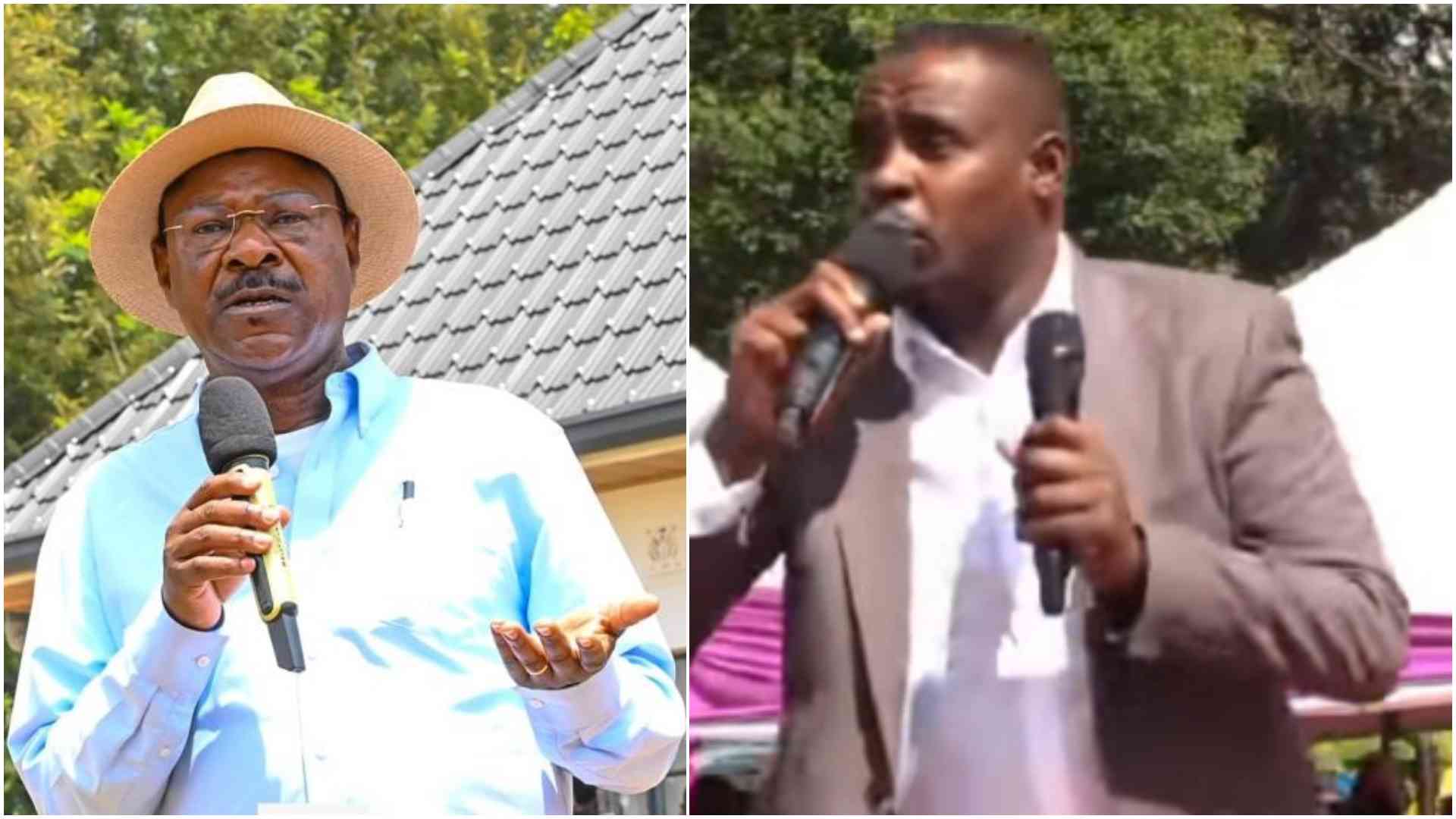 Cleophas Malala pulls out own microphone after official one is cut off while lecturing Wetangula