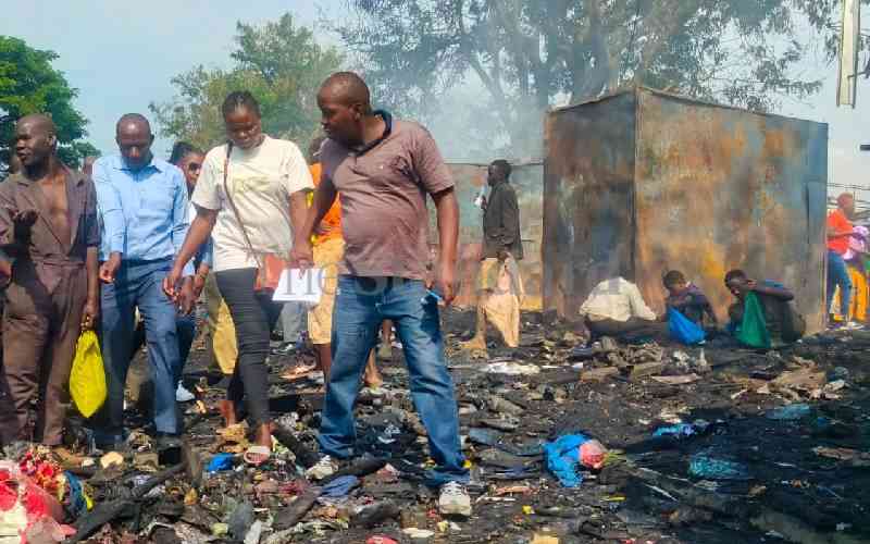 Traders count losses after Kisumu bus park fire destroys stalls
