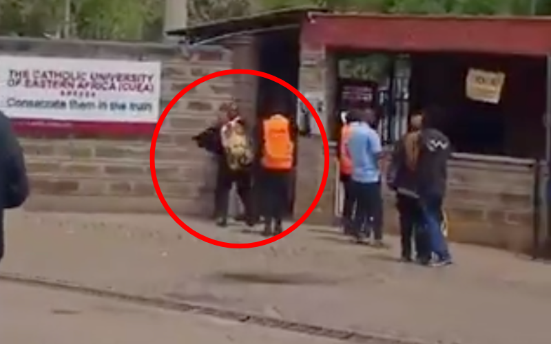 VIDEO: Outrage after security officer seen assaulting woman outside CUEA gate