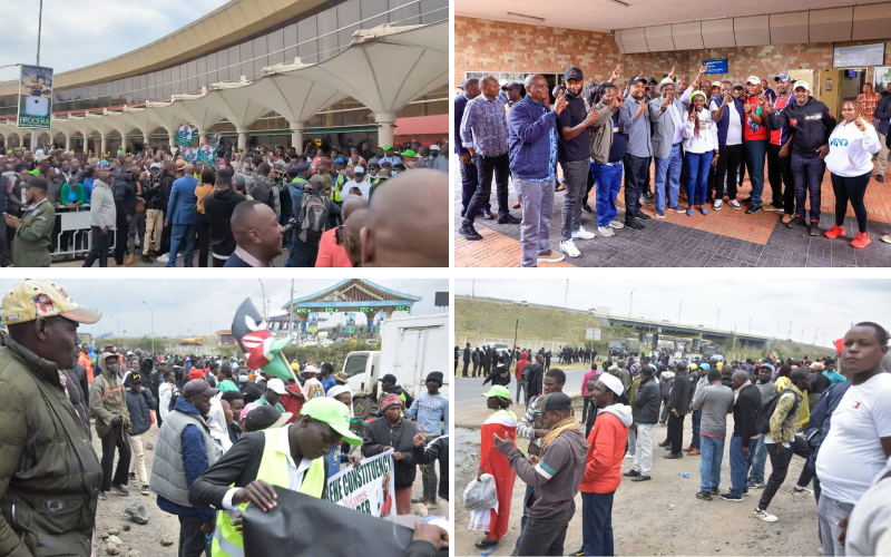 Gachagua supporters paint JKIA in DCP colours awaiting his return from USA
