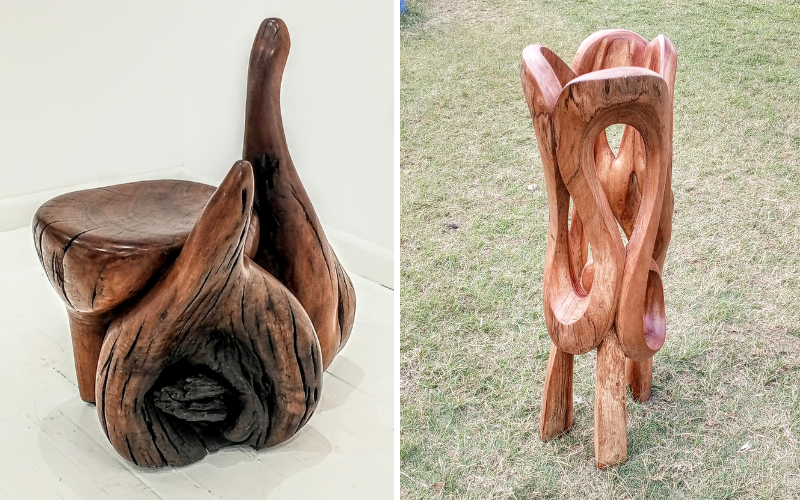 Sculptor Gakunju Kaigwa turns fallen trees into functional art in 'Ancestral Grain'