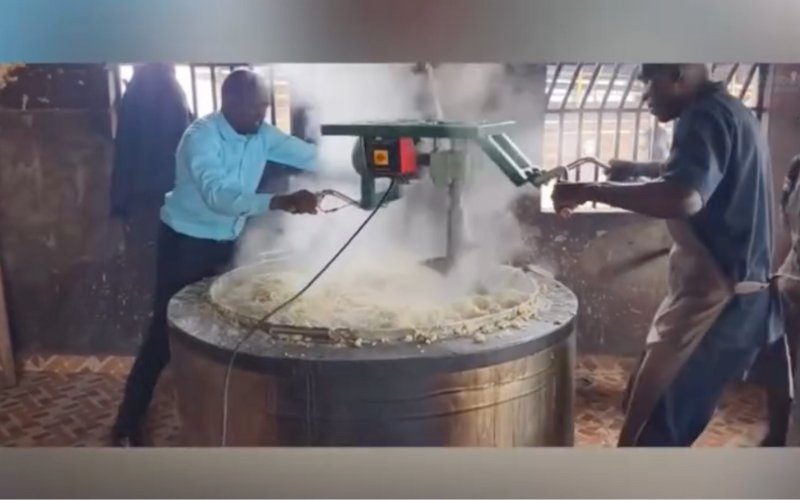 Video shows school cooks using drill to make Ugali, serving it using spade