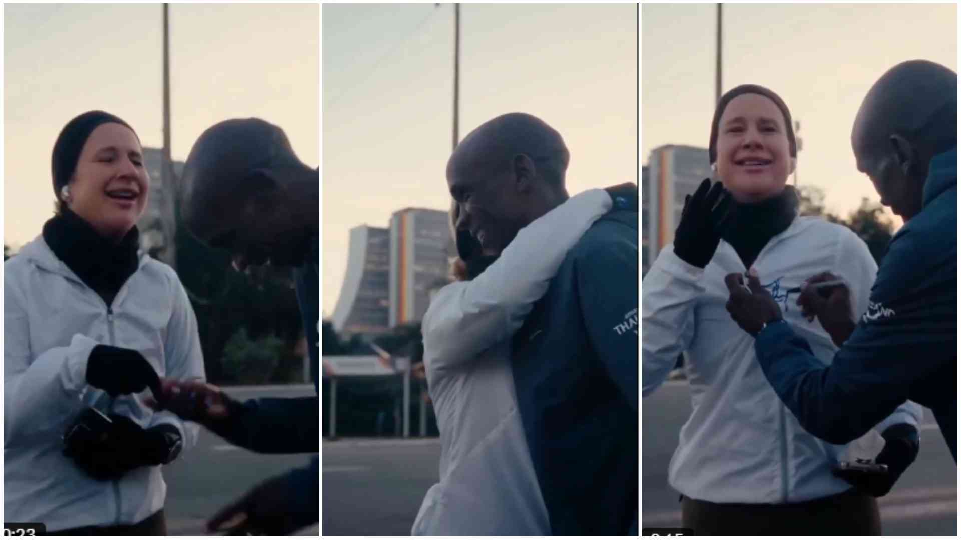 Video: Brazilian fan breaks down in tears after surprise encounter with Eliud Kipchoge