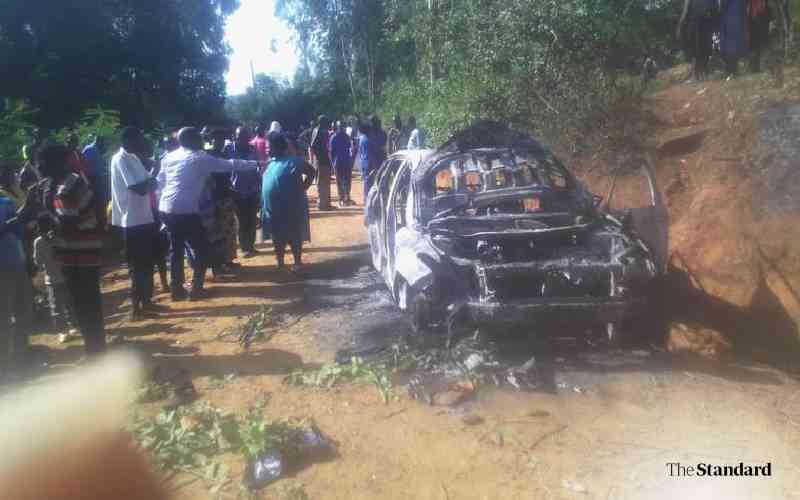 Two suspected gangsters killed, their vehicle torched in Homa Bay