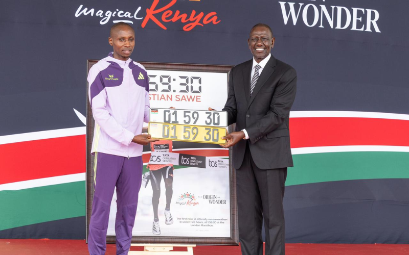 Ruto awards Sabastian Sawe Sh8 million, custom plates and pledges car gift