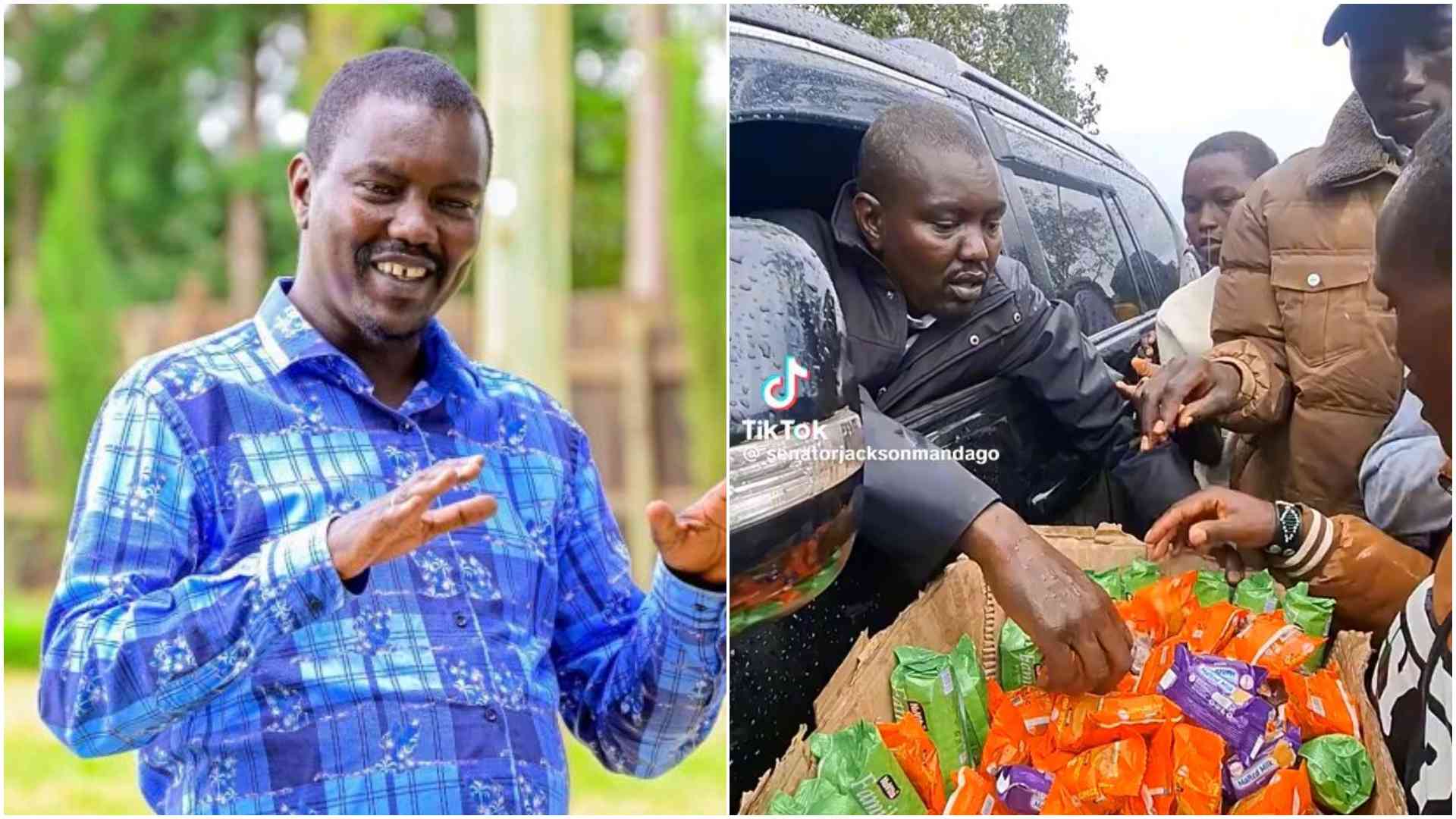 Scramble for sweets: Outrage as Mandago hands out lollipops to crowd in viral TikTok clip
