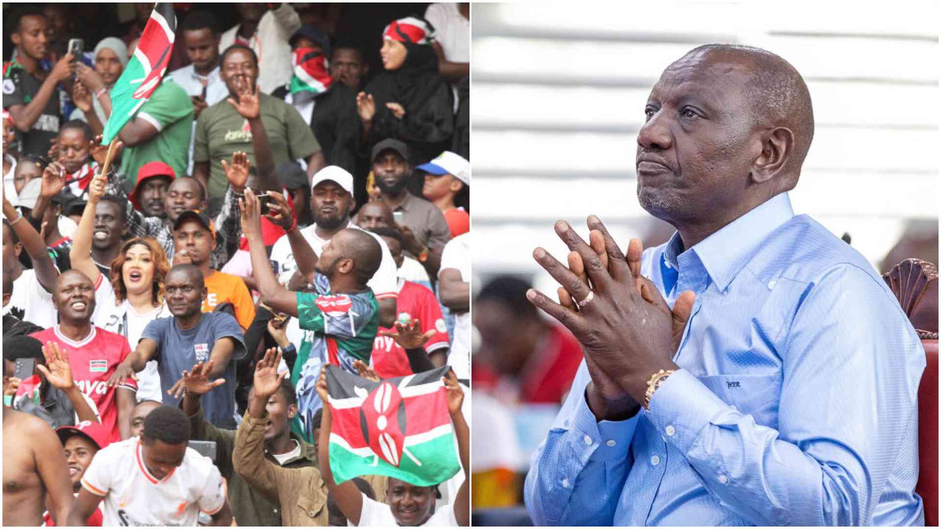 Ruto, Harambee Stars beg fans to avoid chaos in Zambia clash at Kasarani:'Tusichome game'