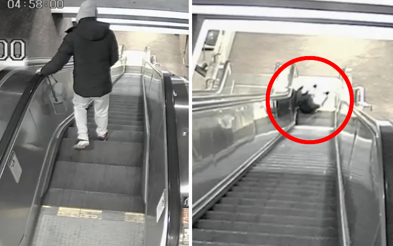 VIDEO: Man trapped in escalator dies as commuters walk past in shocking incident