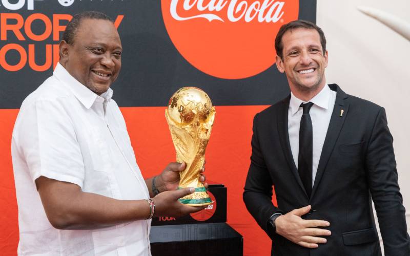 Uhuru receives World Cup trophy at State House