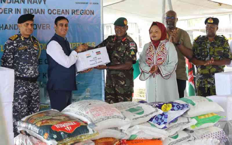 Indian naval ship docks with relief food and medicine