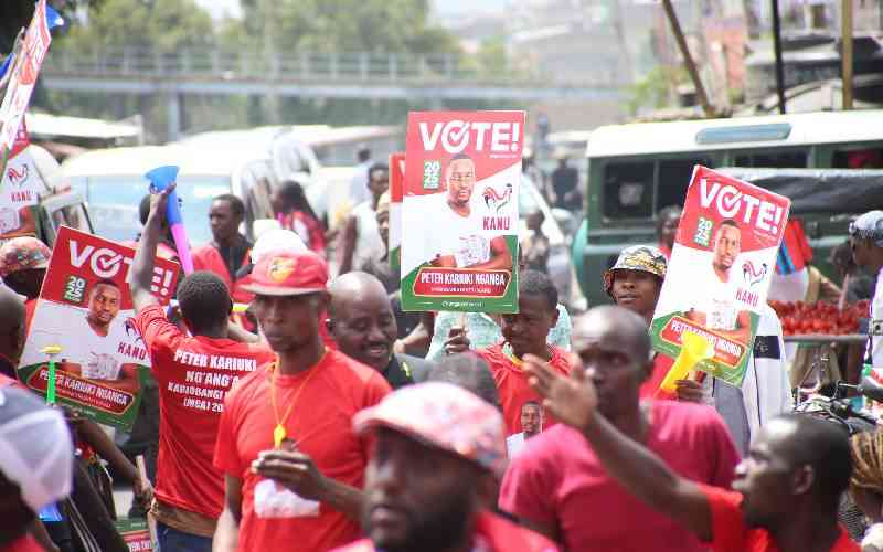 KANU's candidate Peter Kariuki casts vote in Kariobangi North by-election