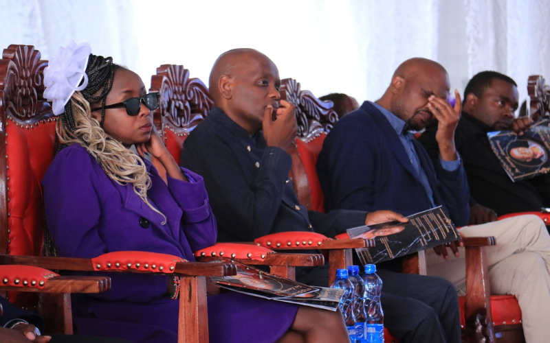 PHOTOS: Dennis Itumbi comforts Jacque Maribe as family lays father to rest