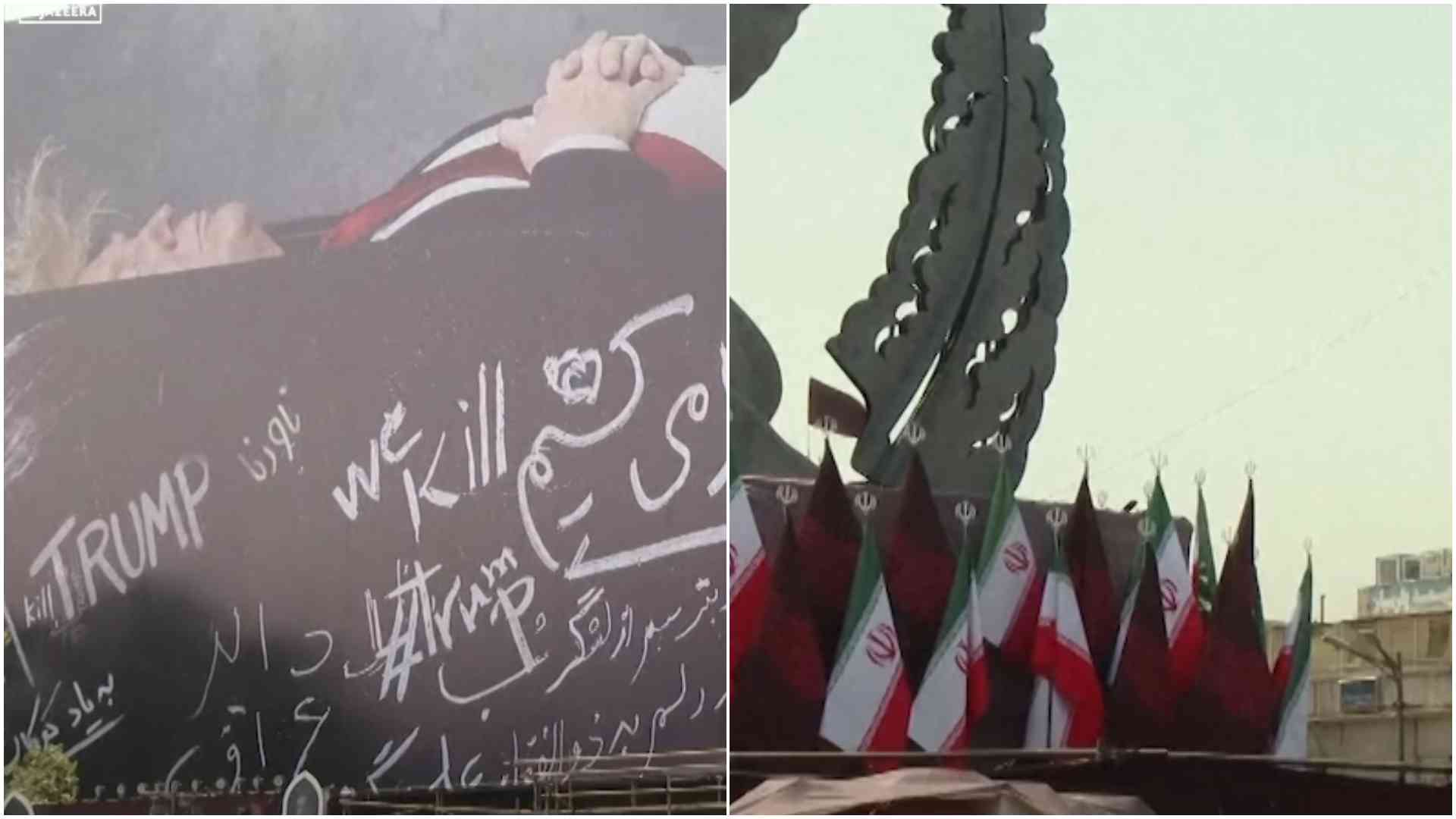 Video: Iran erects billboard showing Trump in coffin after assassination calls