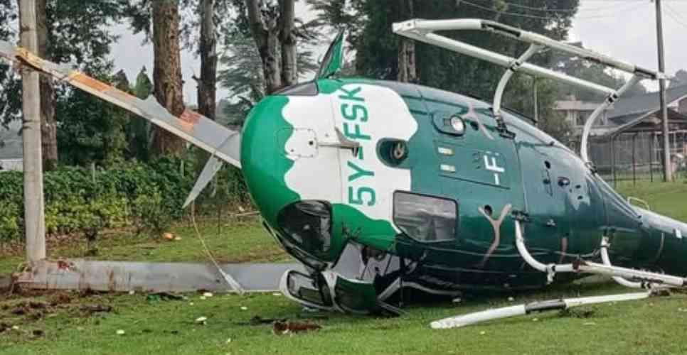 KFS Helicopter crashes at Kericho Golf Club
