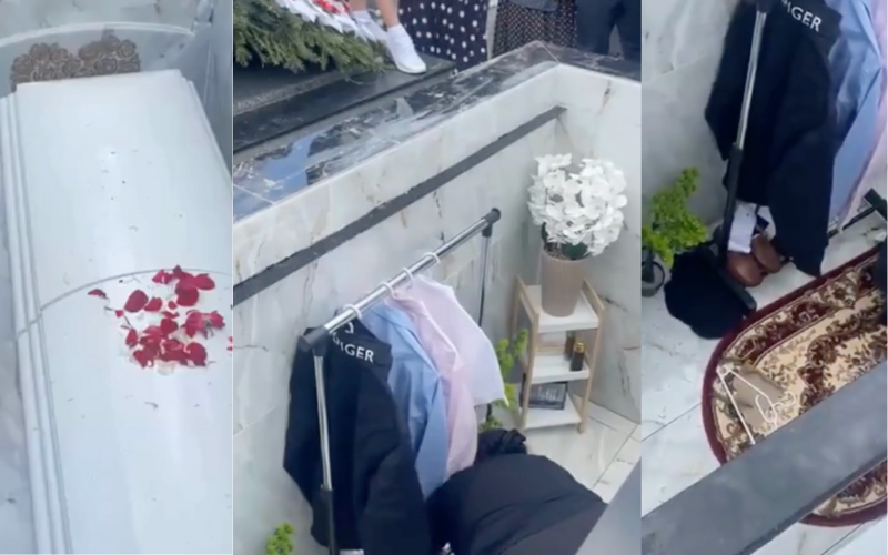 Romanian family buries loved one in fully furnished grave with classy living room design