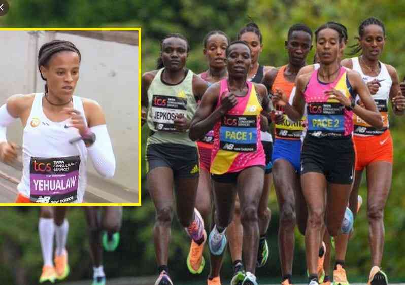 Kenya's Joyciline Jepkosgei finishes second in women's London Marathon, Yehualaw of Ethiopia wins the race