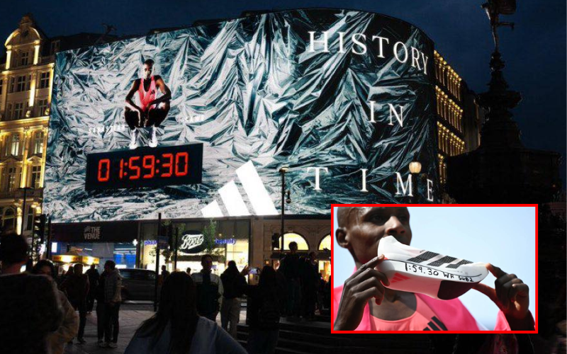 Adidas honours Sawe with London billboard after historic run as stock rises