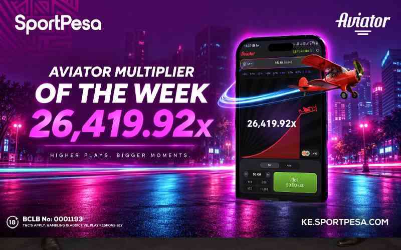 SportPesa Aviator multiplier hits massive 26,419.92x