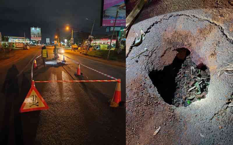 KeNHA issues advisory after a section of Muthaiga - Kiambu Road collapses