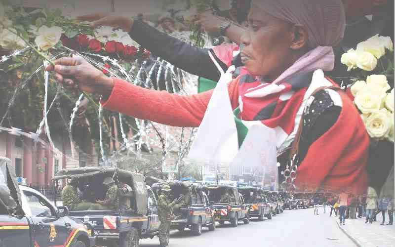 Wreaths, barriers mark protest anniversary