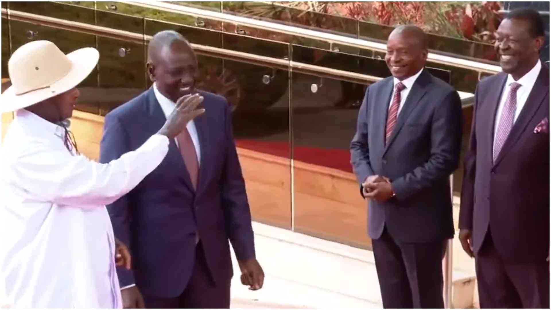 Museveni snubs handshakes with Kindiki, Mudavadi, Sakaja during Nairobi State House visit