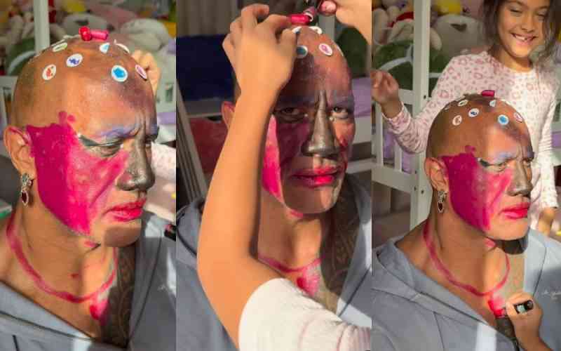 Dwayne Johnson's hilarious makeup session with his daughters goes viral