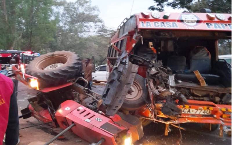 Drivers of matatu and tractor killed in head-on collision on Kiambu Road