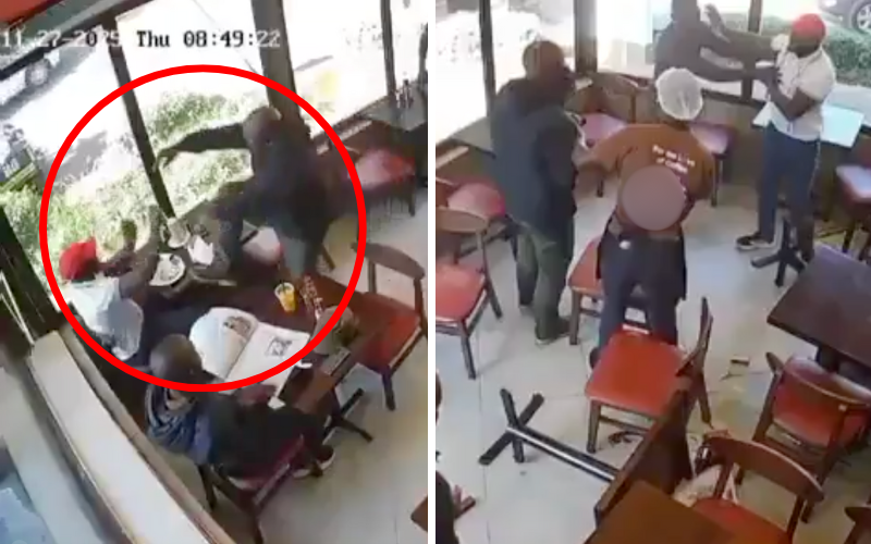 VIDEO: Kisii MP caught on camera fiercely assaulting man at restaurant in broad daylight