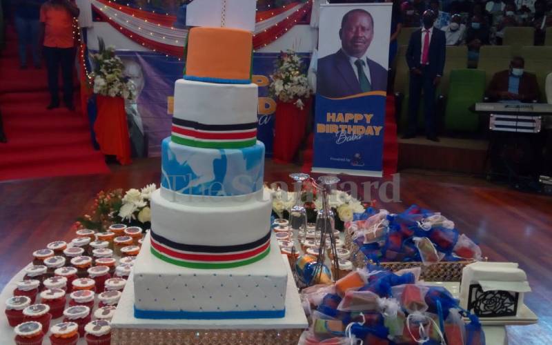 Raila Odinga’s five-tier birthday cake at Bomas.