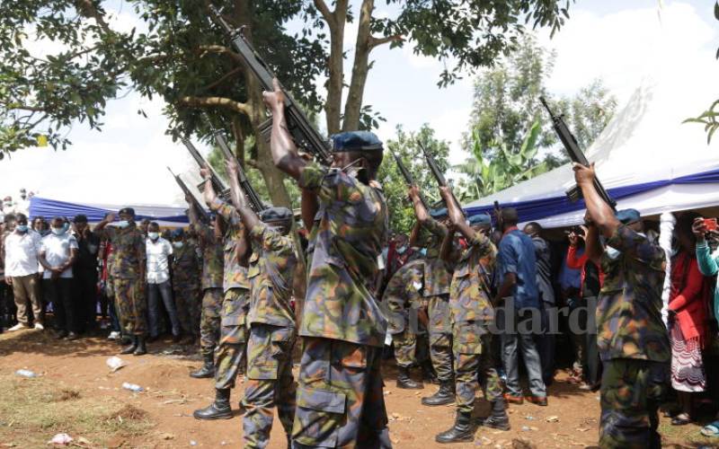 KDF salute in Gionserio, Kisii County, 2021.
